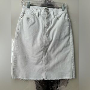 J. Crew Denim, short white skirt, raw hem, size 25, Spring, excellent!